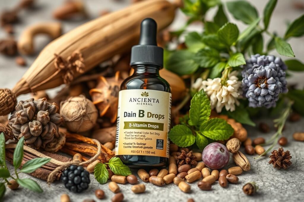 Ancient Herbal B-Vitamin Drops bottle with natural ingredients
