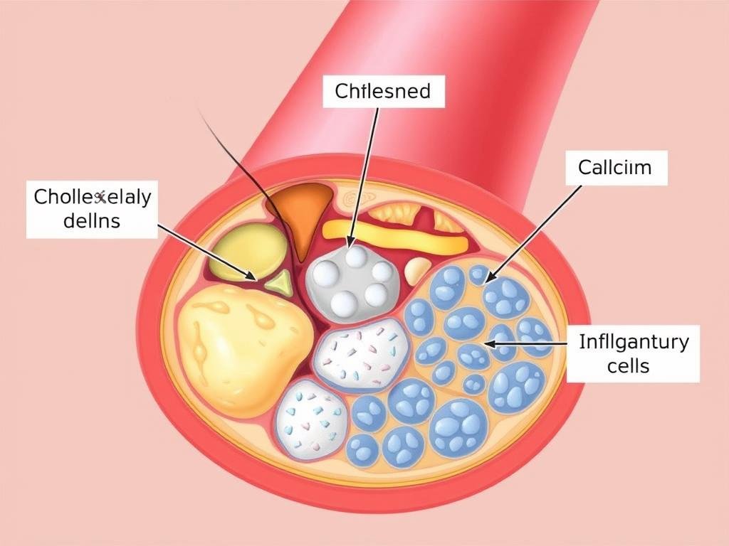 Composition of arterial plaque showing calcium build-up Composition of arterial plaque showing calcium build-up