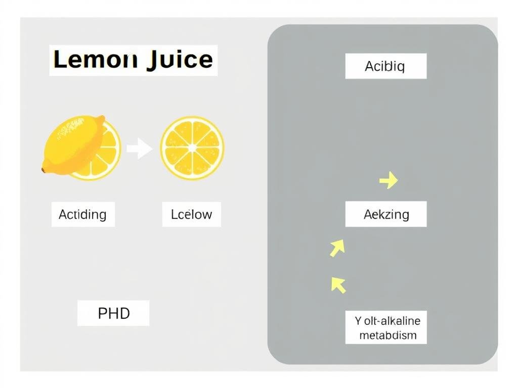 Diagram showing how lemon juice alkalizes the body after metabolism
