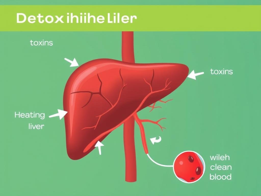 Healthy liver performing detoxification functions