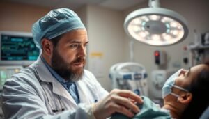 Medical professional examining patient with early signs of sepsis