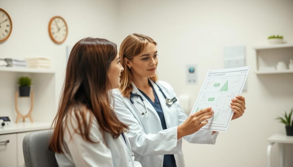 Medical professional explaining B-vitamin deficiency to patient