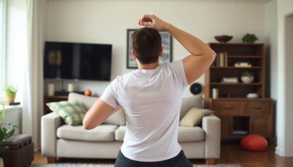 Person doing simple home exercises