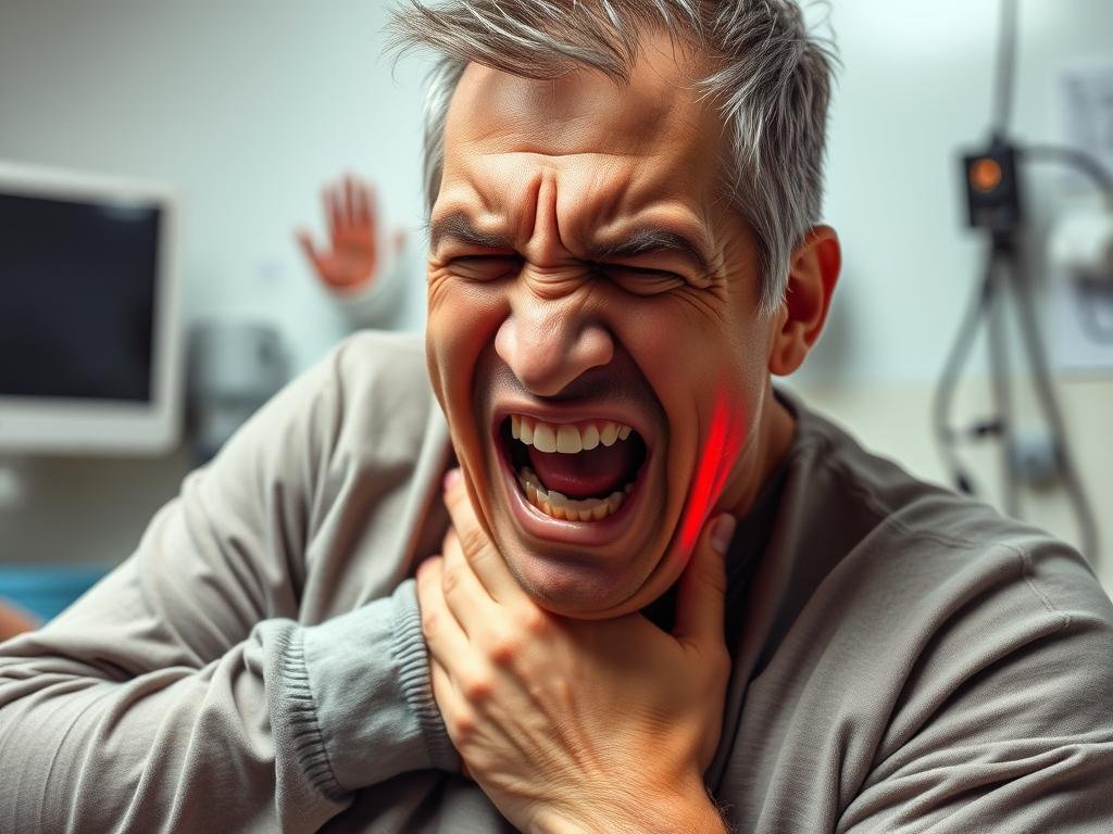 Person experiencing extreme pain, an early sign of sepsis Person experiencing extreme pain, an early sign of sepsis