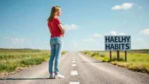 A person at a crossroads representing health choices before turning 40
