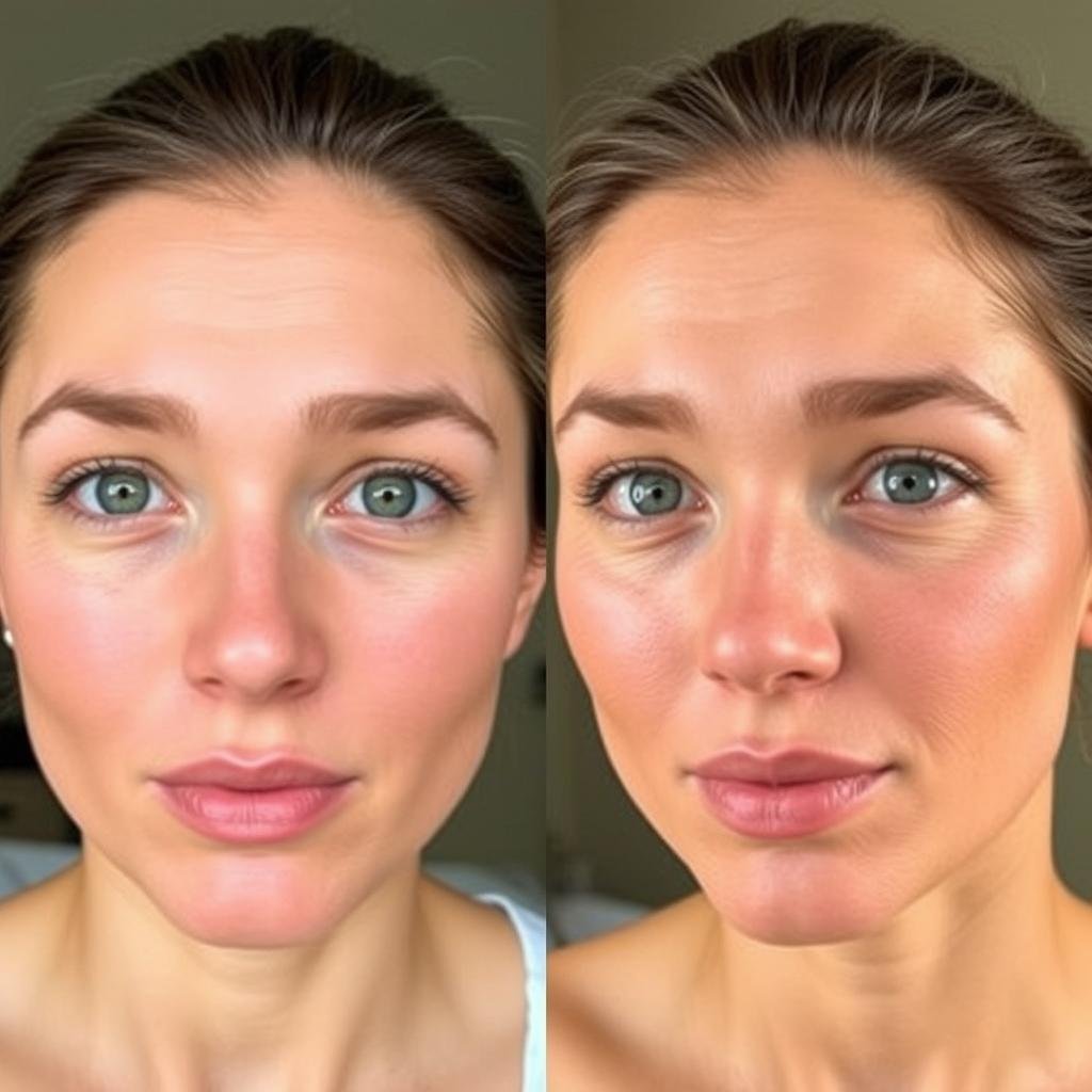 Before and after comparison of skin improvement from drinking hot water Before and after comparison of skin improvement from drinking hot water