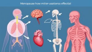 Diagram showing how hormone balance for menopause affects multiple body systems