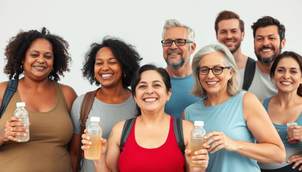Diverse group of people who can benefit from Jupi Hydration Diverse group of people who can benefit from Jupi Hydration