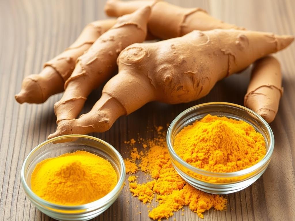 Fresh turmeric root and powder used in Jupi Hydration Fresh turmeric root and powder used in Jupi Hydration