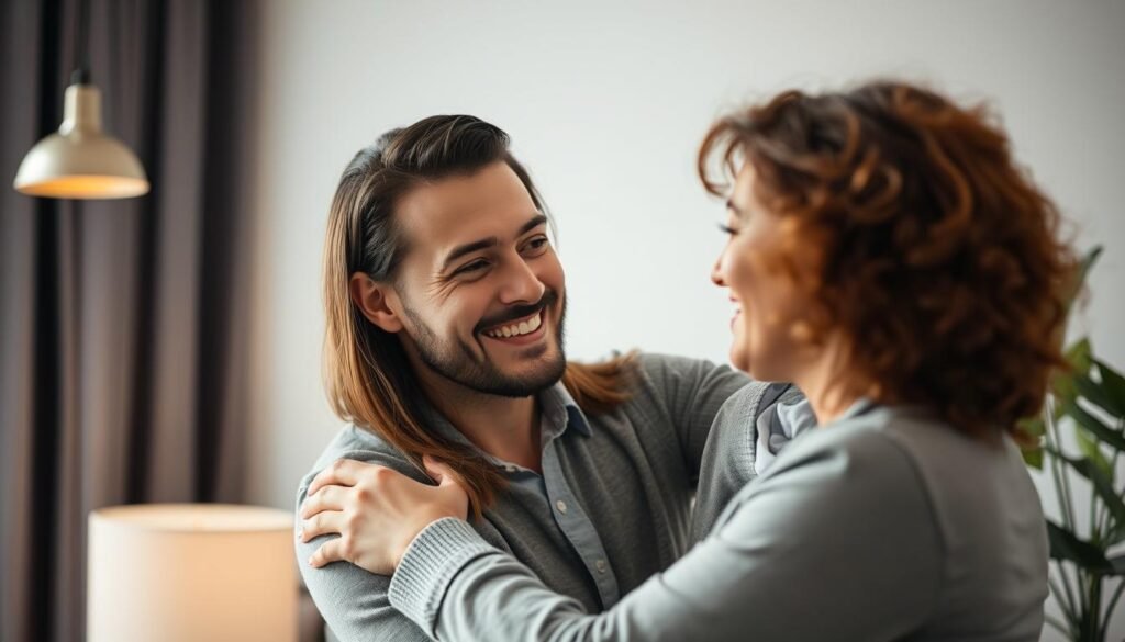 Happy couple embracing, representing the satisfaction Semenoll can bring to relationships