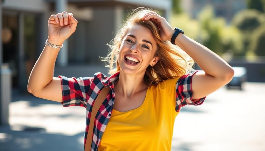 Person celebrating health transformation approaching age 40 Person celebrating health transformation approaching age 40
