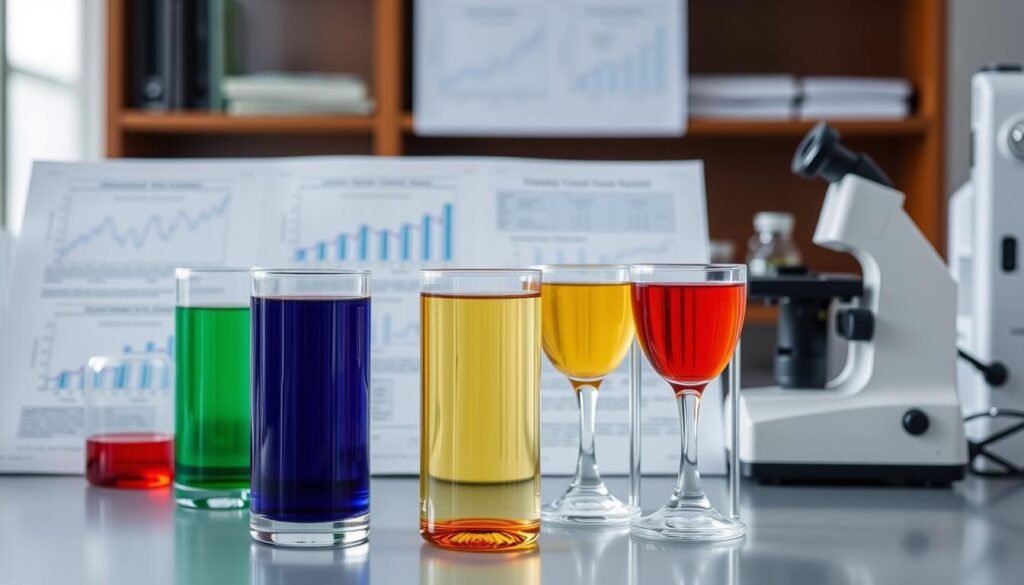 Scientific research papers and laboratory equipment studying how drinks starve cancer cells Scientific research papers and laboratory equipment studying how drinks starve cancer cells