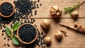 Traditional Chinese Medicine ingredients for preventing grey hair including black sesame seeds and walnuts