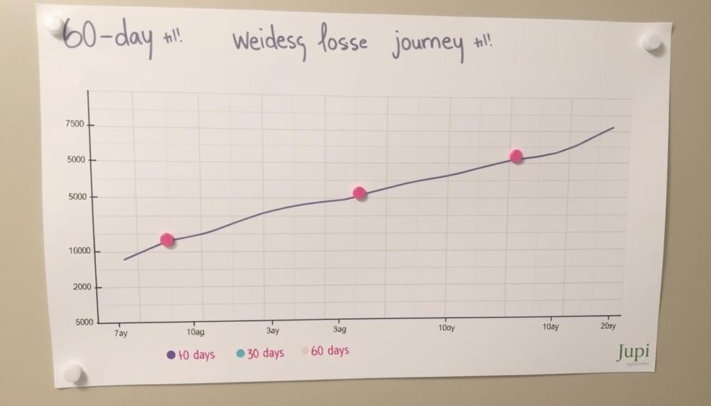 Weight loss progress chart showing results with Jupi Hydration Weight loss progress chart showing results with Jupi Hydration