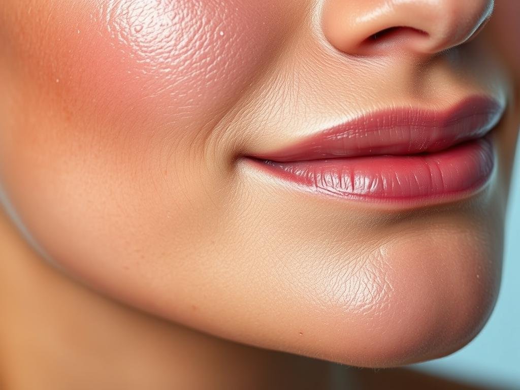 Close-up of radiant skin showing healthy glow from salt water benefits