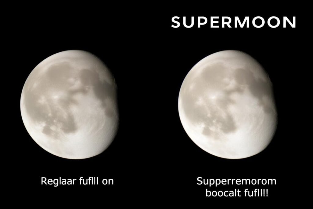 Comparison of regular full moon and supermoon sizes - celestial events this week