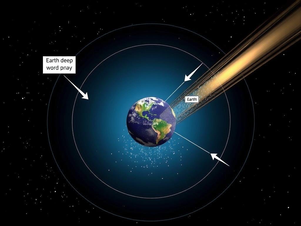 Diagram showing Earth passing through Comet Encke's debris stream causing Taurid meteor shower - celestial events this week
