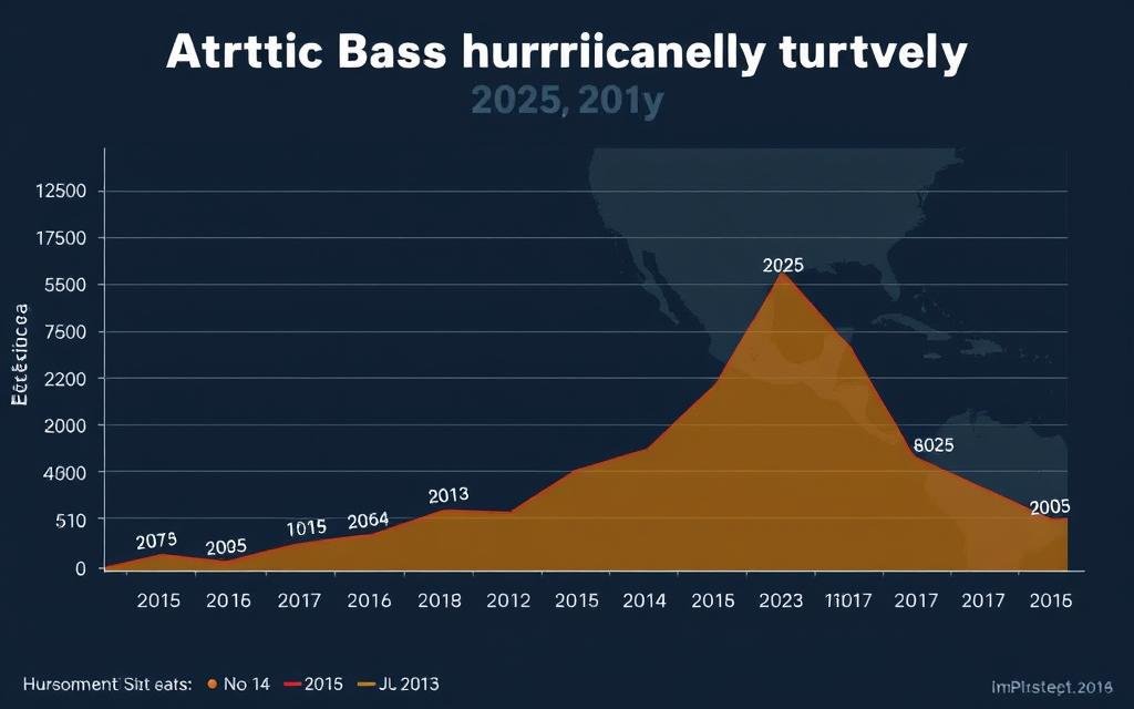 Graph showing the historical distribution of Atlantic Basin hurricane activity throughout the 2025 season