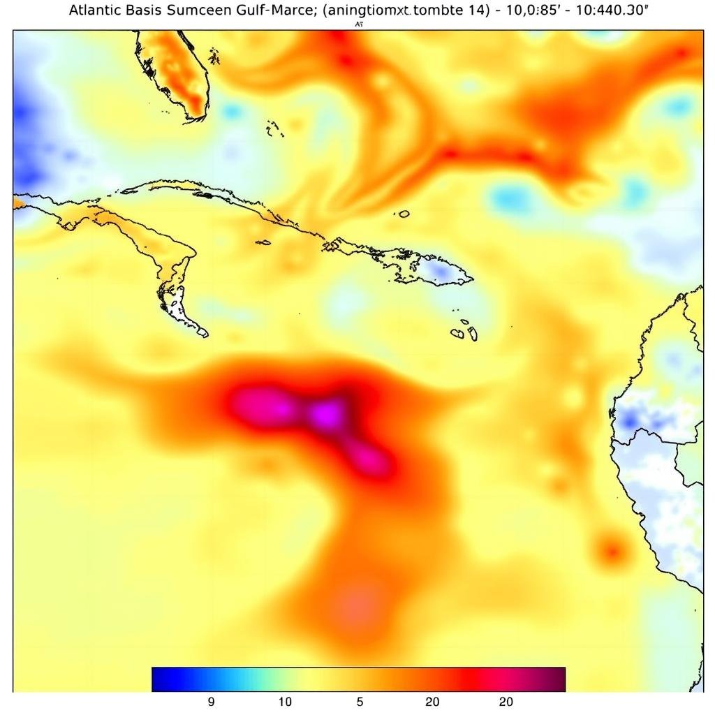 Heat map of Atlantic Basin sea surface temperature anomalies