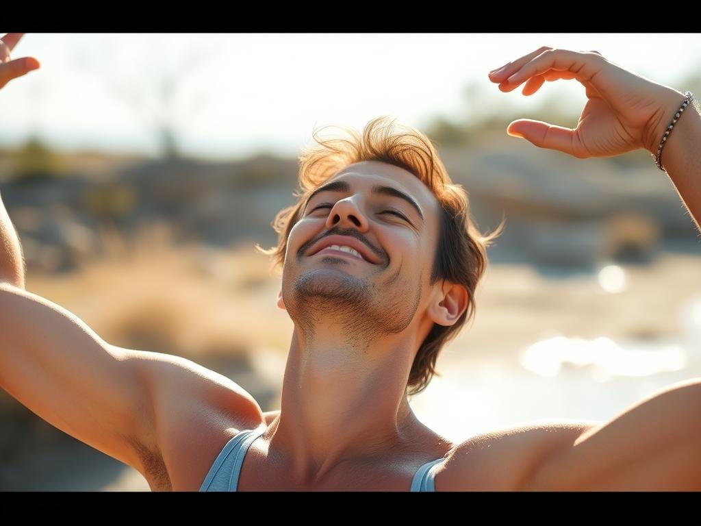 Person feeling lighter and more energetic after internal cleansing with salt water