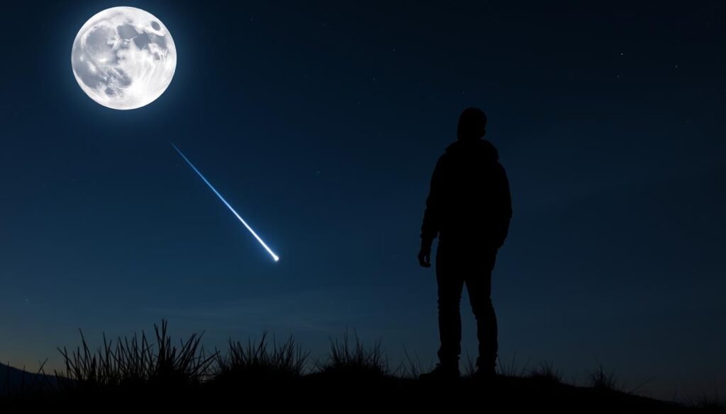 Person silhouetted against night sky watching celestial events this week