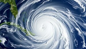 Satellite image of the 2025 Atlantic Basin hurricane season activity showing Hurricane Melissa