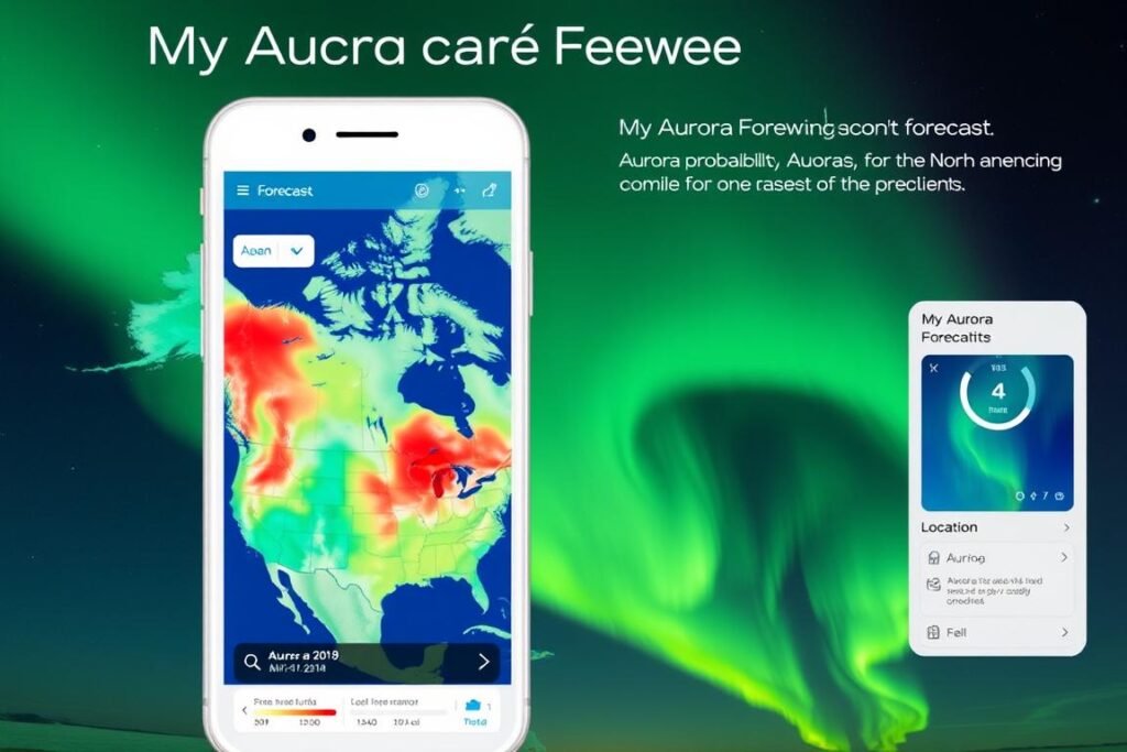Screenshot of the My Aurora Forecast mobile app showing aurora predictions