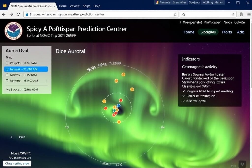 Screenshot of the NOAA Space Weather Prediction Center aurora forecast page