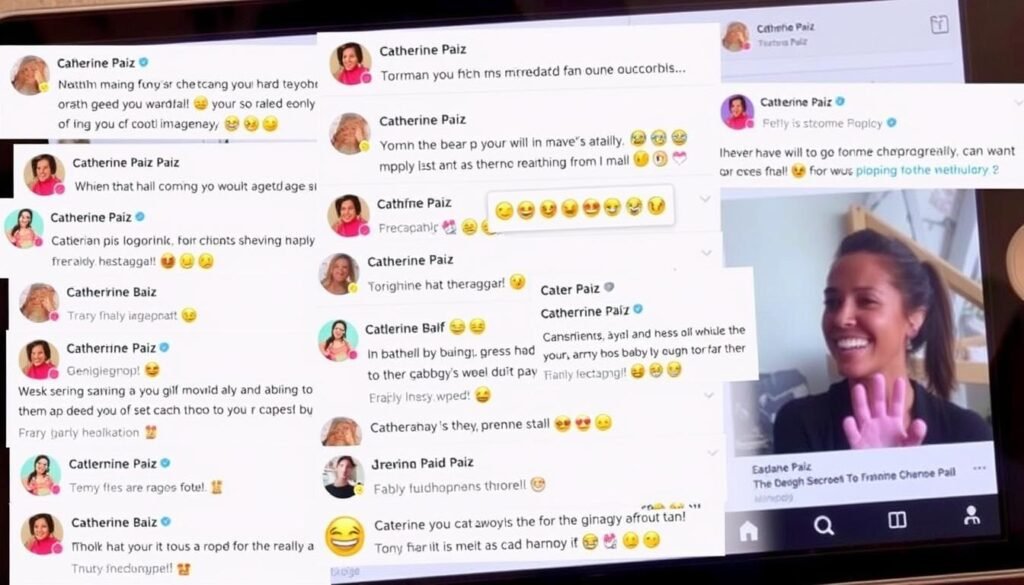 Screenshots of supportive fan comments on Catherine Paiz's pregnancy announcement