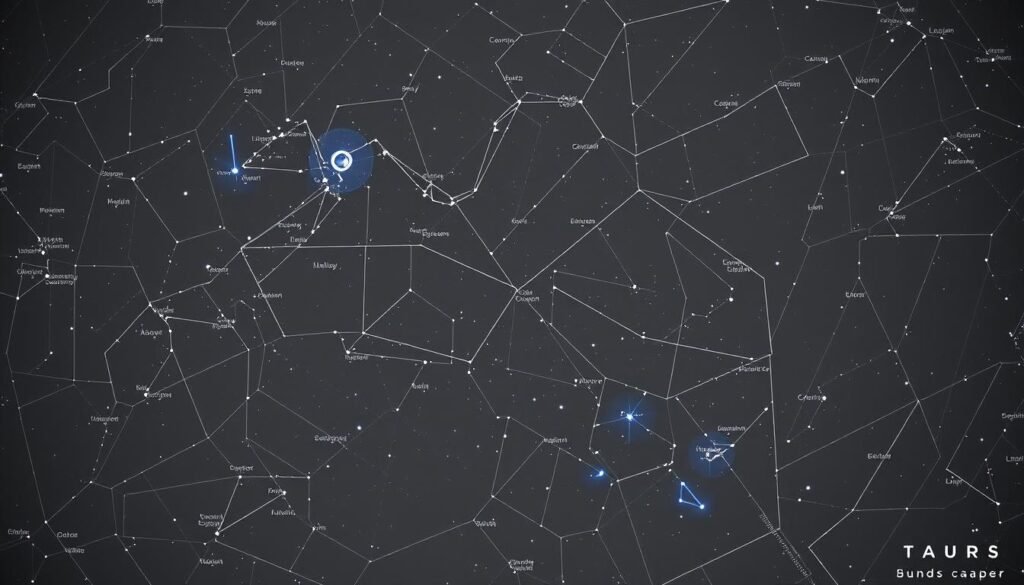 Star map showing the Taurus constellation and radiant point of Taurid meteor shower - celestial events this week